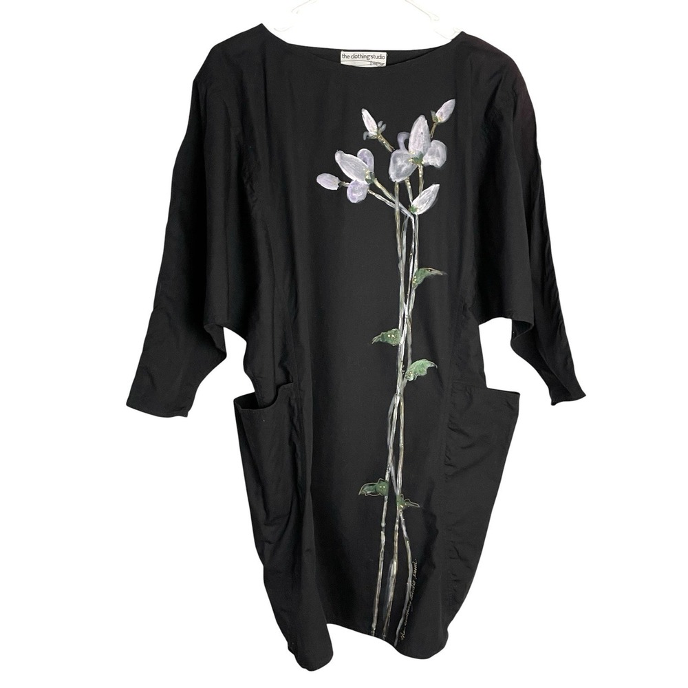 Vtg Adini X The Clothing Studio Hand Painted Dress Size S Art to Wear Lagenlook